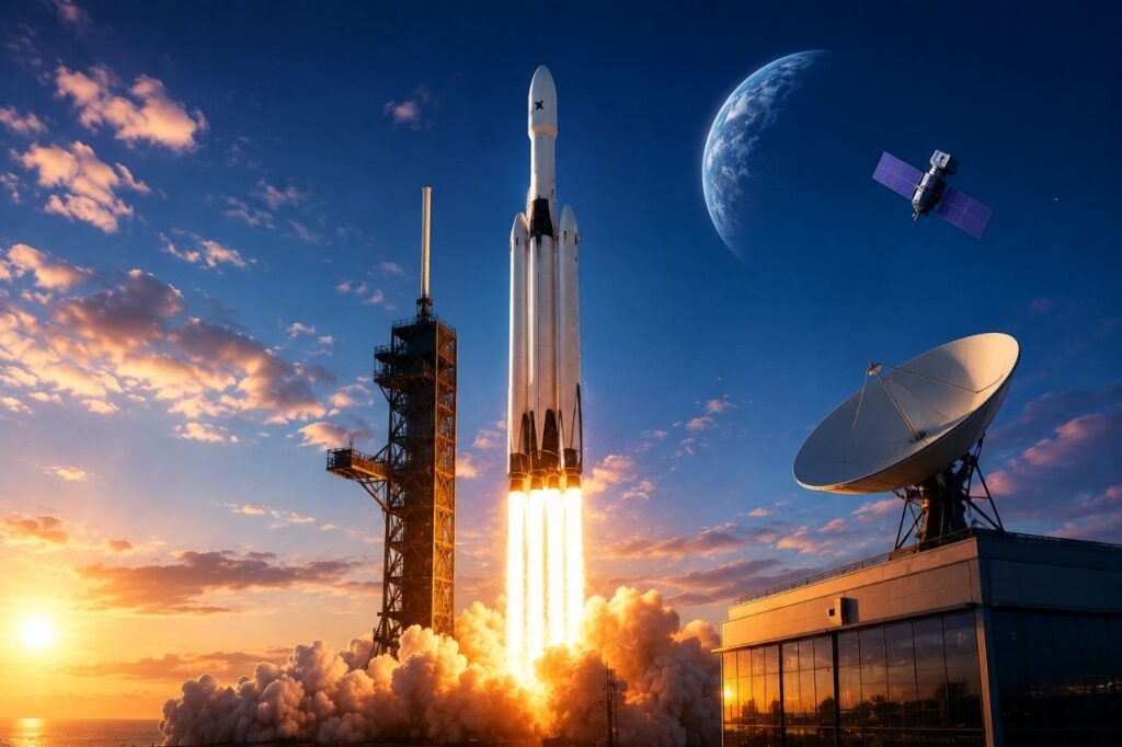 SpaceX launch vehicle lifting off as investor interest grows ahead of potential IPO.